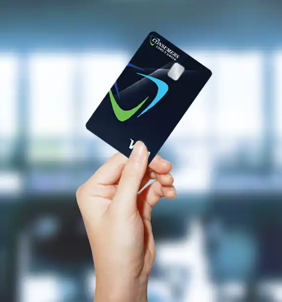 Hand holding CCU visa card